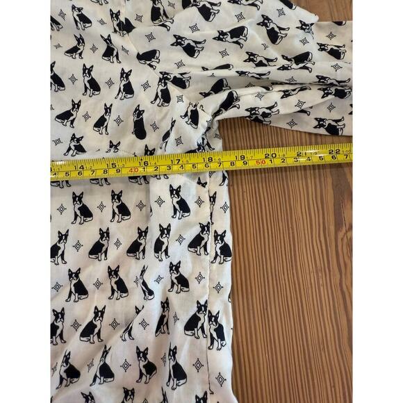 Talbots‎ Button Up Medium Boston Terrier Black White - Picture 4 of 5